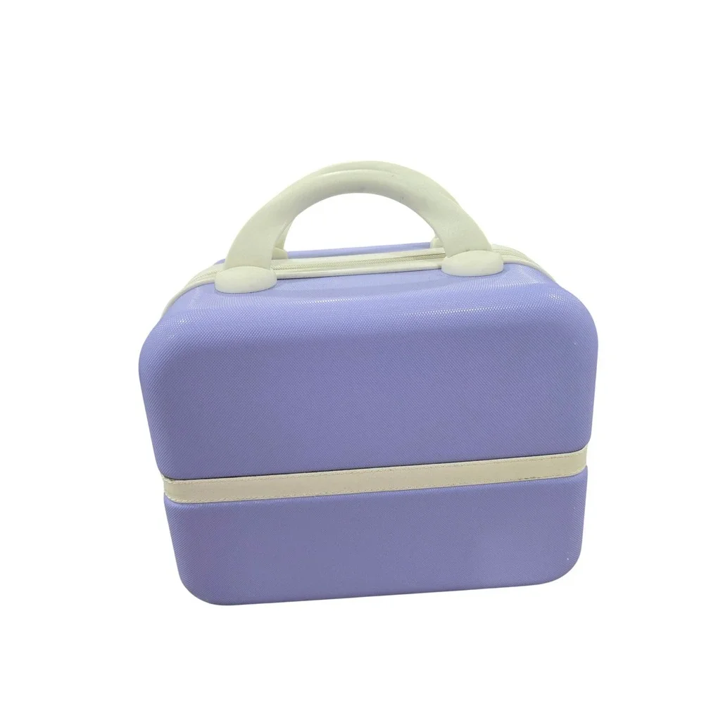 Lavender Vanity Case Makeup Train Case Travel Cosmetic Bag Organizer with Handle